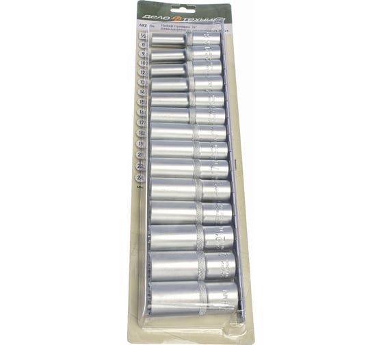 Изображение товара Набор головок двенадцатигранных удлинённых Дело Техники 1/2", 14шт. 622314