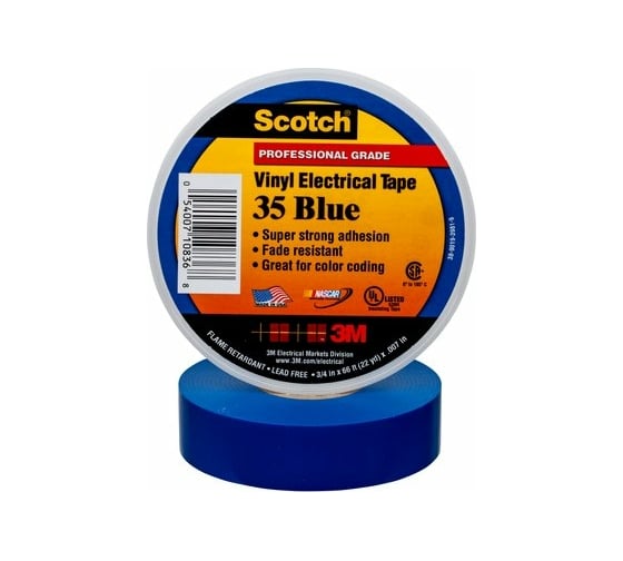 Изображение товара Изоляционная лента высшего класса 3М Scotch 35 синяя 19мм х 20м х 0,18мм 7100238733
