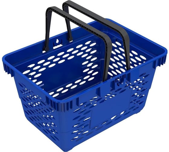 Изображение товара Покупательская корзина ООО Комус evr_classic пластик, с 2-мя ручками, 20 л, синяя 1717037