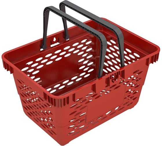 Изображение товара Покупательская корзина ООО Комус evr_classic пластик, с 2-мя ручками 20 л, красный 1717035
