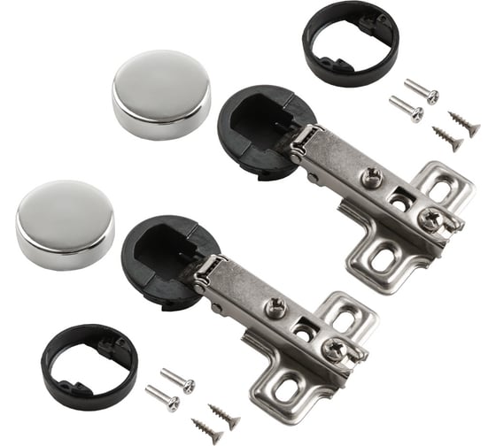 Изображение товара Четырехшарнирная петля Lemax PROF slide-on, без доводчика, накладная, для стекла, с заглушкой, 2 шт. 2pcs-M120-Full(M021)