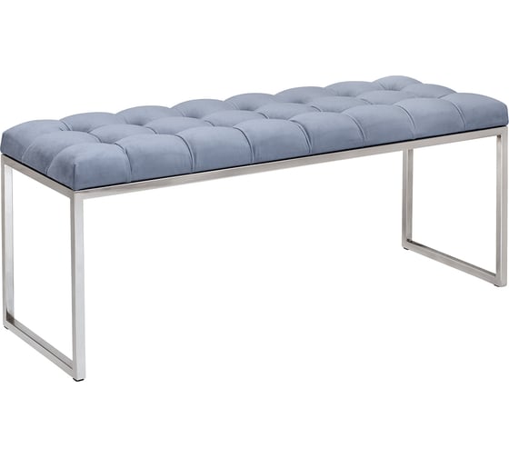 Изображение товара Банкетка GreenWeen ALBA, каркас н/ж сталь, сидение велюр Light Blue, каретная стяжка, 1100x400x450 GW-ALBA-NER-LB-110-K