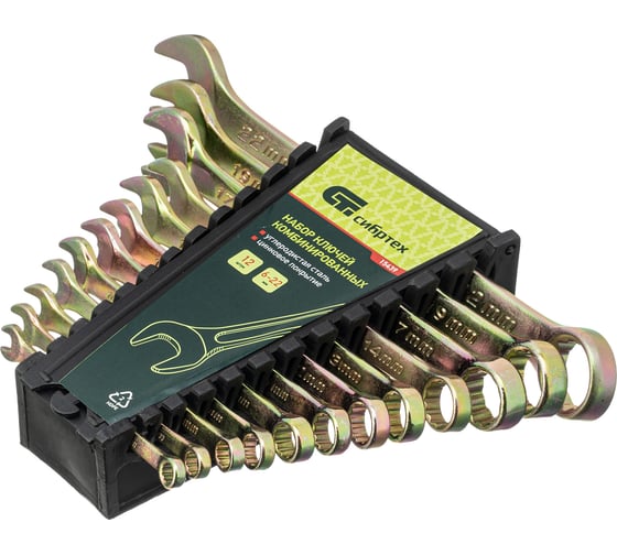 Изображение товара Набор комбинированных ключей СИБРТЕХ 6-22 мм, 12 шт. 15439