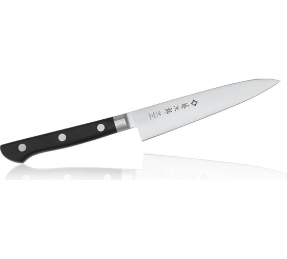 Изображение товара Кухонный универсальный нож TOJIRO western, длина лезвия 120 мм, сталь vg10, 3 слоя, рукоять стабилизированная эко-древесина F-801