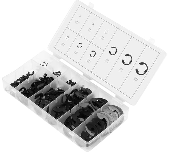 Изображение товара Набор стопорных колец СИБРТЕХ D 1,5 - 22 мм 300 предметов 47601