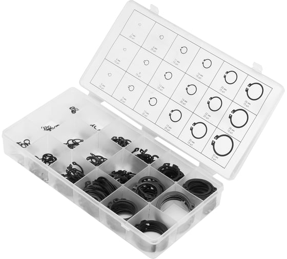 Изображение товара Набор стопорных колец СИБРТЕХ D 3 - 32 мм 300 предметов 47600