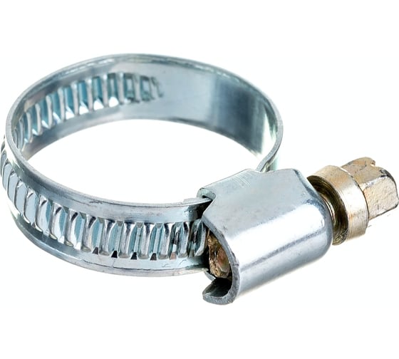 Изображение товара Металлические хомуты СИБРТЕХ стандартное болтовое крепление 16-27мм, 100шт/уп, ширина 9мм 47558