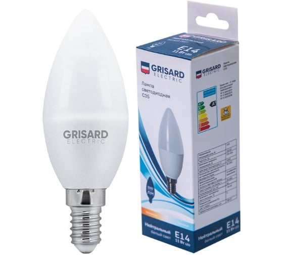 Изображение товара Светодиодная лампа Grisard Electric свеча С35 E14 11Вт 4000K GRE-002-0110(1)