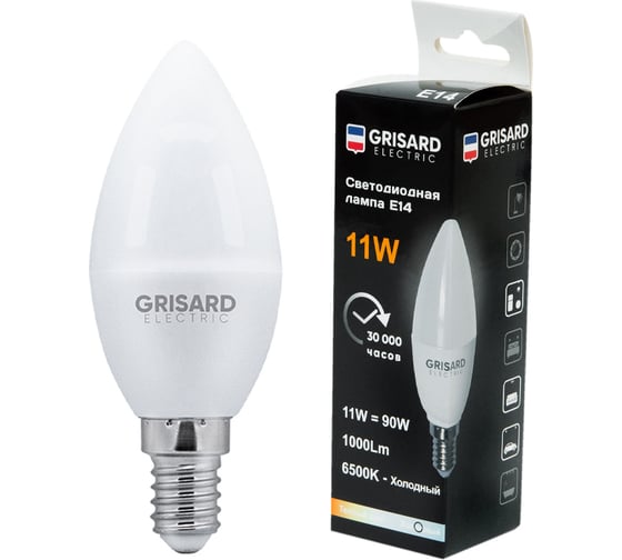 Изображение товара Светодиодная лампа Grisard Electric свеча С35 E14 11Вт 6500K GRE-002-0111(1)