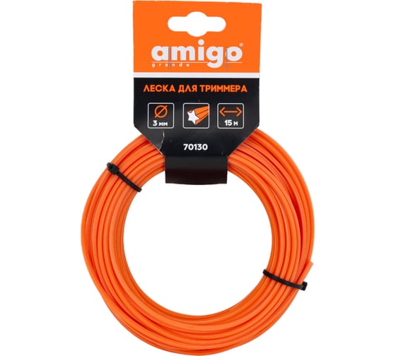 Изображение товара Леска для триммера 3 мм, звезда, 15 м AMIGO 70130