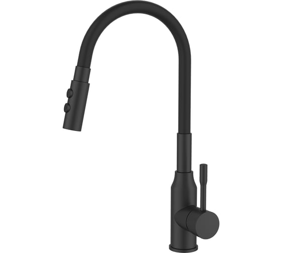 Изображение товара Смеситель для кухни Milardo с гибким изливом и душевой насадкой, черный матовый meal M01BL2FM05