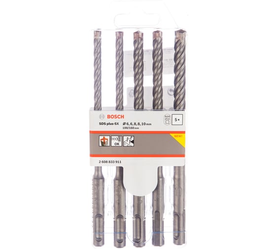 Изображение товара Бур по бетону SDS-plus-5X (6-10 мм) 5 шт. Bosch 2608833911