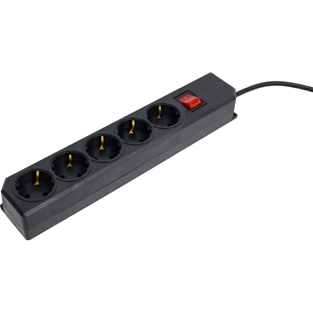 Сетевой фильтр BOHRER ПВС 3x0,75, ГОСТ, 3500Вт, 5 гнезд, 3 метра, с выключателем СФ3500-5-3В