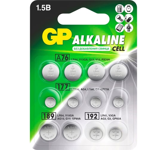 Изображение товара Набор алкалиновых пуговичных батареек GP - 12 шт. в блистере ACM02F-2CR12 ACM02F-2CR12 26074337