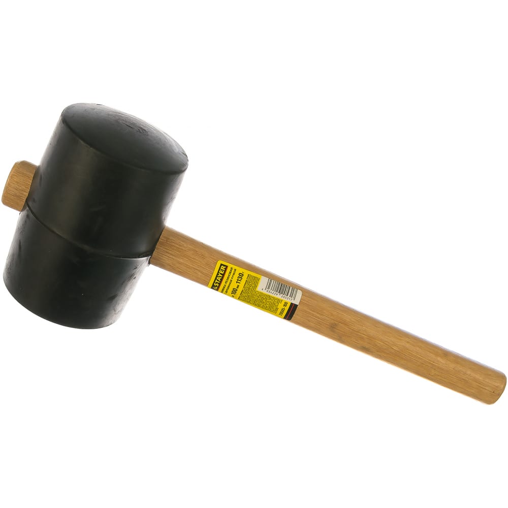 фото Резиновая черная киянка с деревянной ручкой 1130г stayer standard 20505-100