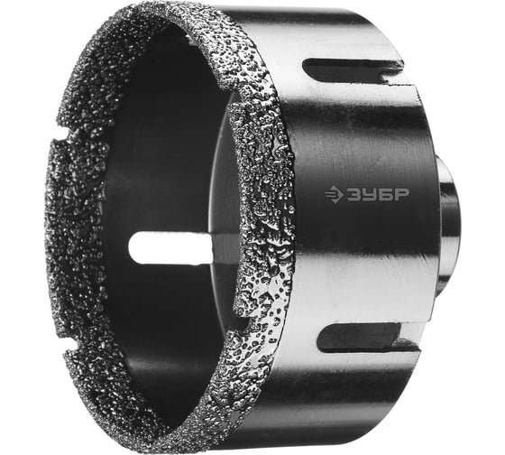 Изображение товара Высокоскоростная алмазная коронка по керамограниту и железобетону ЗУБР Профессионал М14, вакуумное спекание, 83 мм, для УШМ 29865-83
