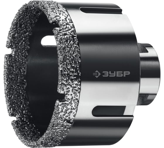 Изображение товара Высокоскоростная алмазная коронка по керамограниту и железобетону ЗУБР Профессионал М14, вакуумное спекание, 68 мм, для УШМ 29865-68