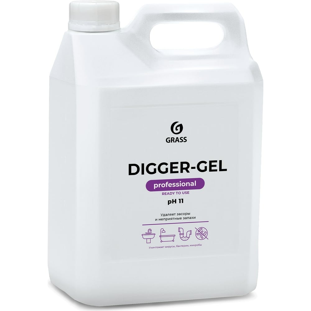 фото Средство гель для прочистки канализации труб и унитаза от засоров grass digger gel 5кг 125206