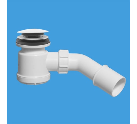 Изображение товара Трап для поддона McAlpine (выпуск 70мм) 50/60-11/2, h=92мм, с трубкой 40/50(тип кнопка) цвет-белый MRS2CL-WH