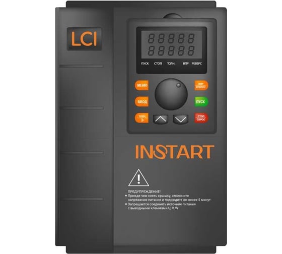 Изображение товара Преобразователь частоты INSTART lci-g11/p15-4b+lci-fm 11квт/15квт, 24а/30а, 3ф, 380в, 50гц/60гц, ip20, с панелью управления 000 91134