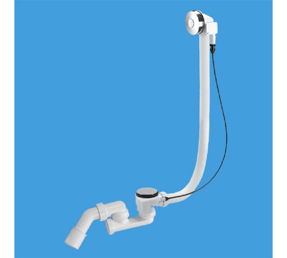 Изображение товара Слив-перелив McAlpine полуавтомат, пластиковый, с нажимной кнопкой, с гибким соединением (Lтросика=575мм) MRB13CB