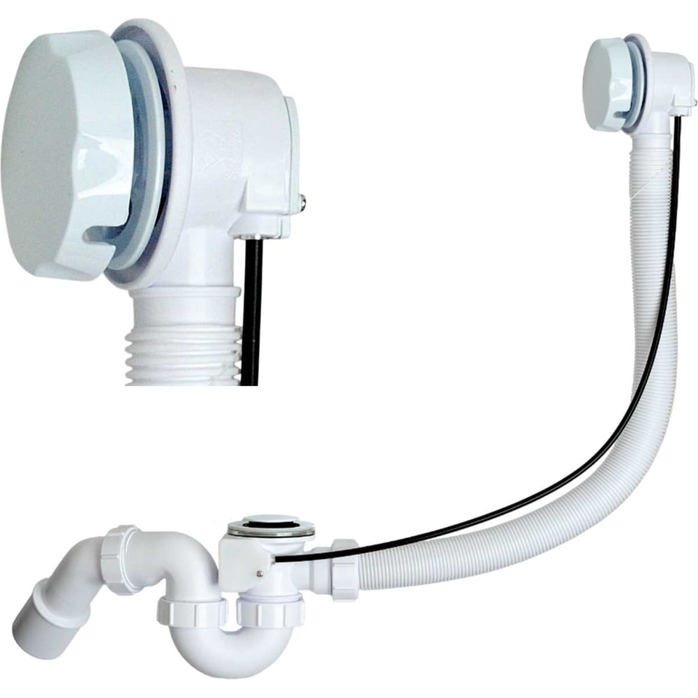 Изображение товара Пластиковый полуавтоматический слив-перелив McAlpine с коленом для ванной