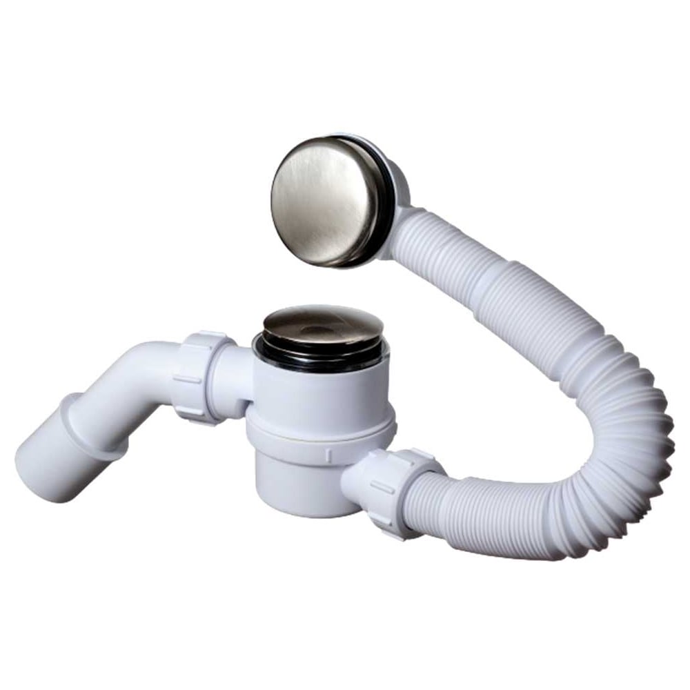 Изображение товара Автоматический слив для ванны McAlpine MRB11-SN пластик и металл никель регулировка по высоте