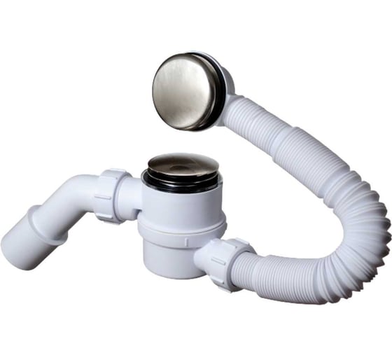 Изображение товара Слив-перелив McAlpine полуавтомат, пластиковый, кнопка, Lперелива=330-700мм., сатиновый/никель MRB11-SN