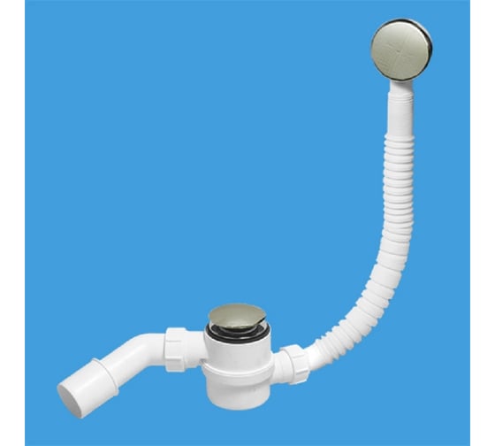 Изображение товара Слив-перелив McAlpine полуавтомат, пластиковый, кнопка, Lперелива=330-700мм., сатиновый/никель MRB11-SN