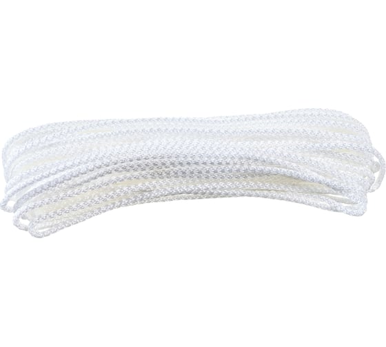 Изображение товара Вязаный полипропиленовый шнур с сердечником, белый, длина 20м, диаметр 5мм СИБИН 50255