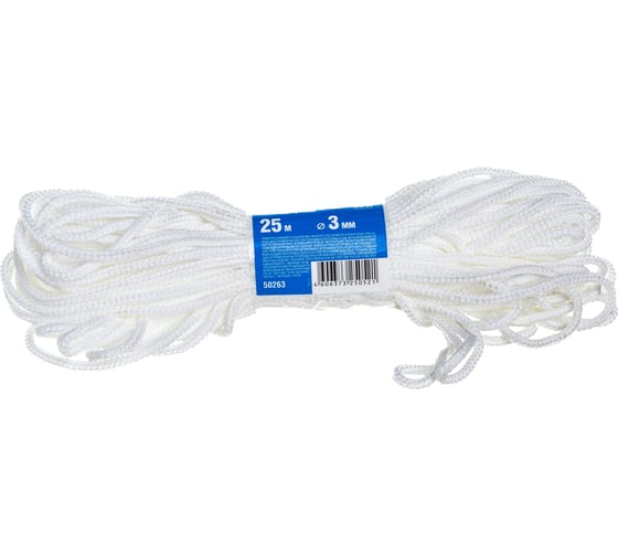Изображение товара Хозяйственный полиэфирный шнур, длина 25м, диаметр 3мм СИБИН 50263