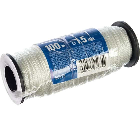 Изображение товара Кручёный капроновый шнур, диаметр 1.5мм, длина 100м, катушка, 45кгс СИБИН 50526