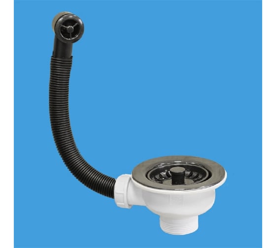 Изображение товара Перелив McAlpine с круглым сливом ф40-113 блестящая лава, чёрный фактура гранит OF2-113S-SLB