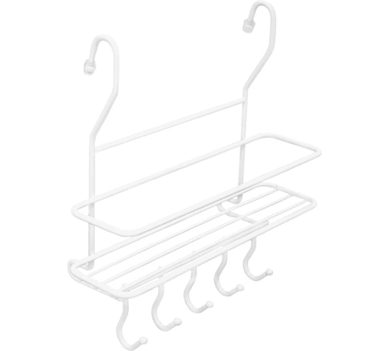 Изображение товара Полка на рейлинг lemax малая с крючками, белый матовый MX-402 WT