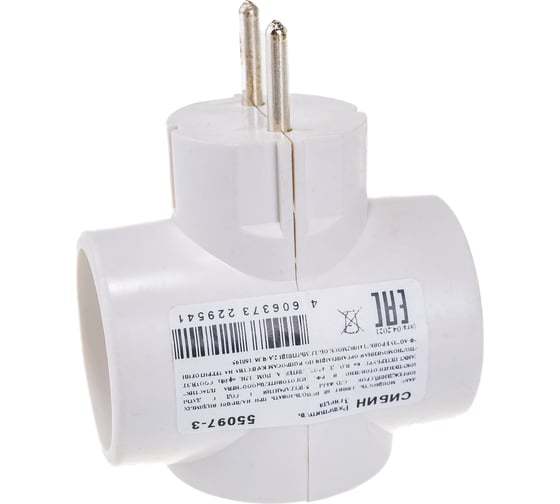 Изображение товара Электрический разветвитель, 3 гнезда, 6А/220В СИБИН 55097-3