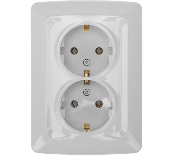Изображение товара Двойная розетка KRANZ с заземлением, скрытой установки, 16а, белая KR-78-0218