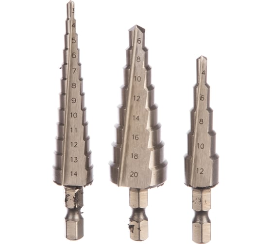 Изображение товара Набор ступенчатых сверл по металлу 3 шт. STAYER 29660-3-20-H3