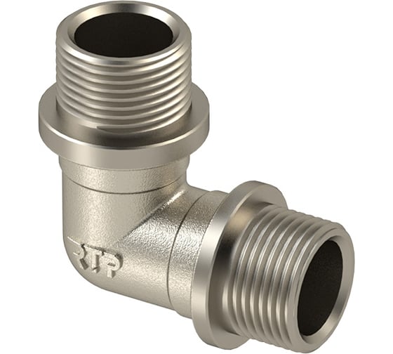 Изображение товара Угольник RTP латунь, наружная/наружная резба 1"х90, никель 34926