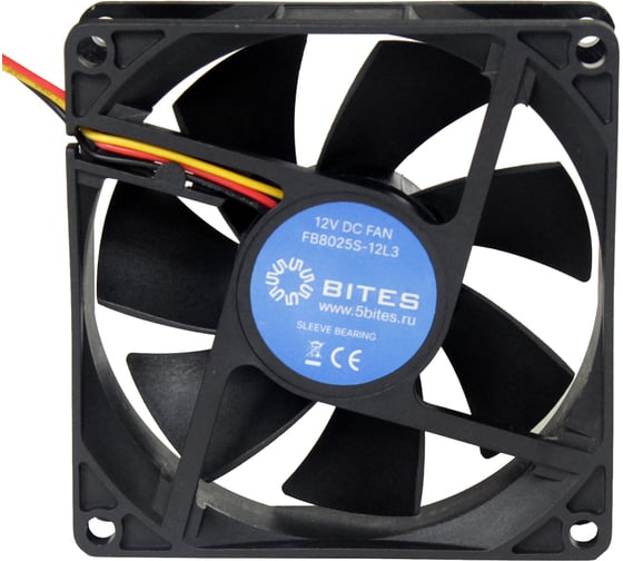Изображение товара Вентилятор 5bites 80x80x25мм, подшипник скольжения, 2000rpm, 22 дБ, 3pin FB8025S-12L3