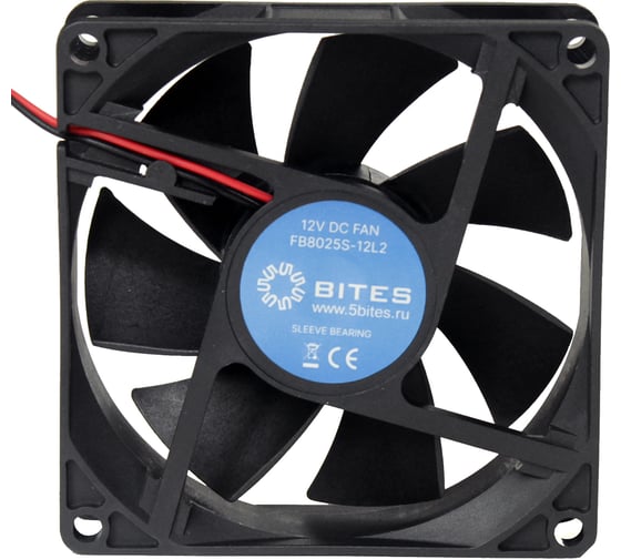 Изображение товара Вентилятор 5bites 80x80x25мм, подшипник скольжения, 2000rpm, 23 дБ, 2pin FB8025S-12L2