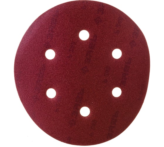 Изображение товара Круг шлифовальный Зубр СТАНДАРТ из абразивной бумаги на велкро основе 5 шт, 150 мм, 6 отв., Р240 35350-150-240