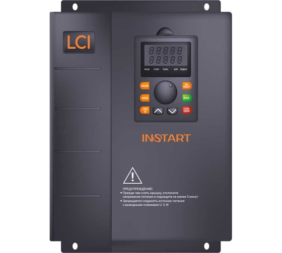 Изображение товара Преобразователь частоты INSTART lci-g37/p45-4+lci-fm 37квт/45квт, 75а/90a, 3ф, 380в, 50гц/60гц, ip20, с панелью управления 00091634