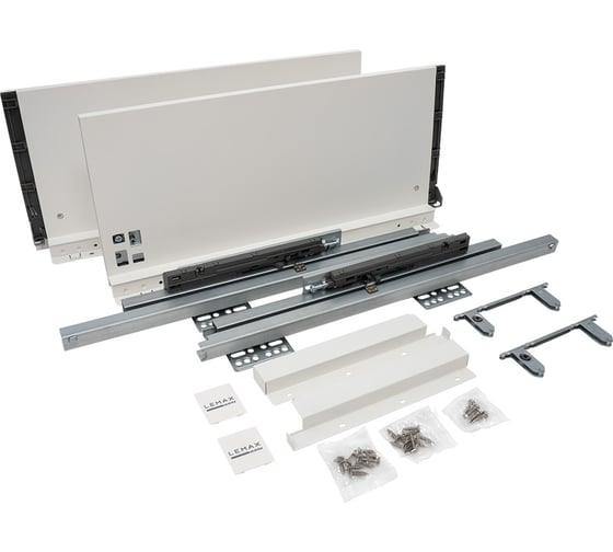 Изображение товара Комплект системы выдвижения Lemax PROF lembox push-to-open, h=199, 450 мм, белый LB199-450-PO-WT-S