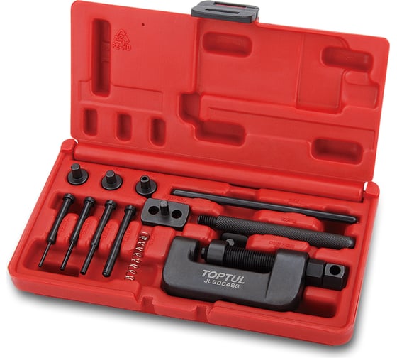 Изображение товара Набор инструментов для заклепки/расклепки мотоциклетной цепи TOPTUL 13 предметов JGAI1304