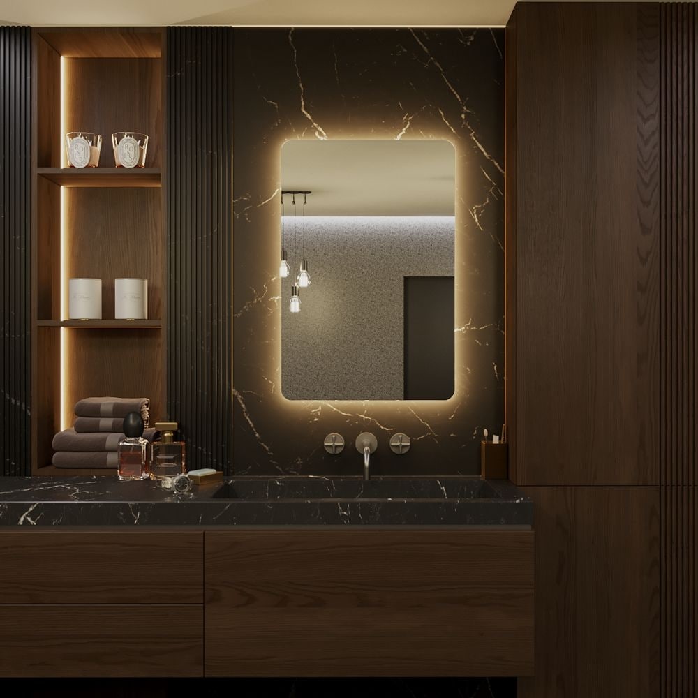 Зеркало ALIAS зеркало для ванной uperwood modul 80х80 см бесконтактный сенсор черное хол подсветка