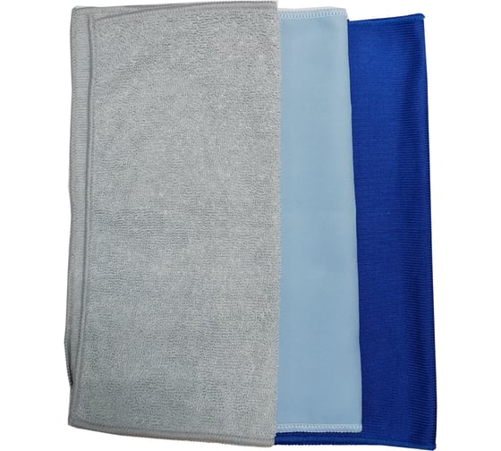 Изображение товара Набор из микрофибры и замши для ухода за автомобилем ZiZay 30x30 см, в упаковке 3 вида (универсальная, для стекол, замша) ZZ0085