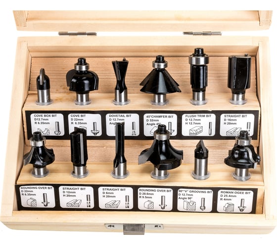 Изображение товара Набор фрез по дереву (8 мм; 12 шт.) FIT IT 36578