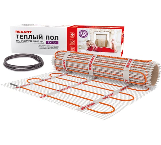 Изображение товара Нагревательный мат REXANT Extra, 9м² (0,5x18,0 м), 1440Вт 51-0519