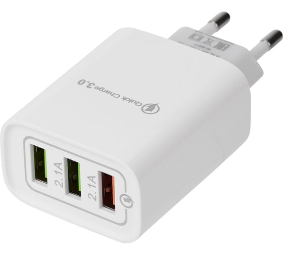 Изображение товара Сетевое зарядное устройство REXANT для iphone/ipad 3 x usb, 5v, 3 а + 1 а + 1 а, белое 16-0277