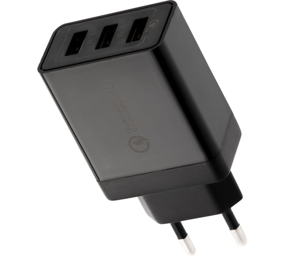 Изображение товара Сетевое зарядное устройство REXANT-переходник 3xusb адаптер, 30w черное 18-2215